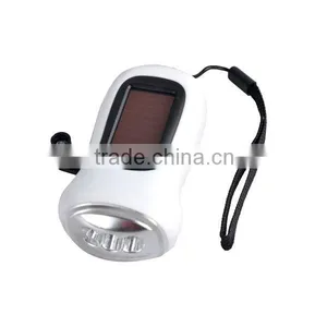 Hand Crank Emergency Dynamo Solar 3 LED Hand Rechargeable Flashlight thumbnail-2