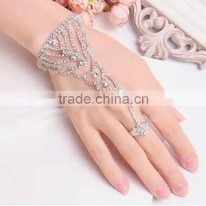 Bright Evening Party Ladies Luxury Fashion Crystal Arabic Ring Bracelet thumbnail-4