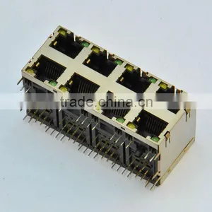 Double Level 2*4 Port RJ45 Modular Jack With LED thumbnail-1
