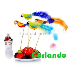 Parrot Colorful Decoration Cake and Fruit Wooden Cocktail Picks in Bar thumbnail-2
