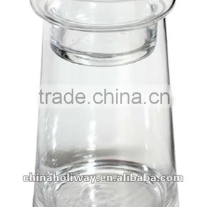 Wide Clear Glass Candleholder, Set of 2 Pieces thumbnail-1