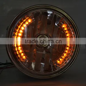 BJ-HL-008 Wholesale Sport Bike Amber Round Black 35W 26 LED Headlight Motorcycle thumbnail-6