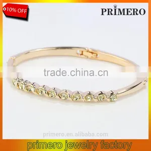 Fashion Colorful Crystal Bangles Silver Gold Plated Bracelet for Women Wedding Jewelry thumbnail-1