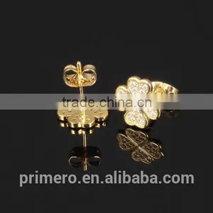 Temperament Fashion 18K Gold Plated Clover Earrings Findings Wholesale thumbnail-6