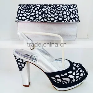 Italian Shoes and Bag Set African Women High Heels Sandals Shoe Matching Clutch Bag thumbnail-1
