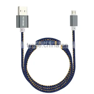 2016 Newest Denim Fabric Micro USB Cable Jean Metal Plug Data Charging Cable for IPhone 6 6S Plus 5 5s Android Type C thumbnail-2