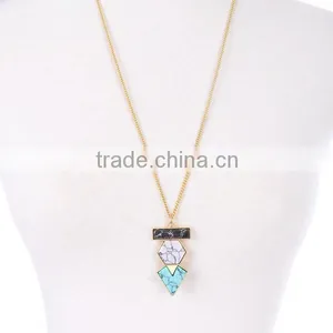 Triangle Turquoise Stone Pendant Necklace thumbnail-1