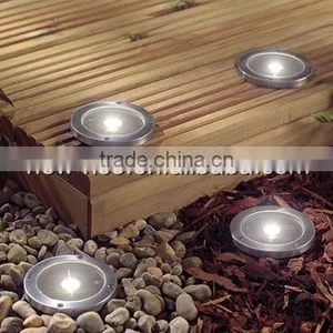 Bright White LED Solar Powered Garden Deck Light -- Round thumbnail-1
