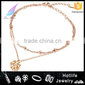 Fashion Jewelry Adjustable 316L Stainless Steel Rose Gold Flower Anklets for Women,rose Anklet thumbnail-1