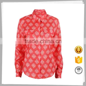 Made in China Latest Fashion Casual Print Blouse Designs thumbnail-1