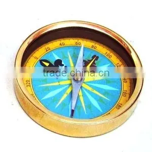 Beautiful Nautical Brass Paper Weight Compass Colored Dial 13444 thumbnail-1