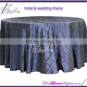 Navy Blue 120 Inch Round Pintuck Table Cloths for Round Banquet Tables thumbnail-1