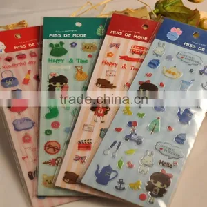 Custom Cute Cartoon 3D Epoxy Sticker for Girls Promotional Gift 2015 Hot Selling thumbnail-1