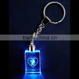 Glass Crystal Keychain Etched Love With LED Light For Weeding Door Gift thumbnail-3