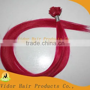 2013 Good Quality 1g Strand RED Flat Tip Indian Hair Extension thumbnail-1