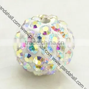 Polymer Clay Rhinestone Beads, Grade A, Round, Crystal AB(RB-C1438-10mm-A28) thumbnail-1