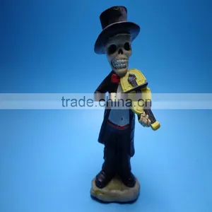 Halloween Decoration Ornaments, Resin Musical Skull Statue thumbnail-2