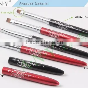 ANY Professional Nail Artist Using Nail Art Beauty Design Metal Handle UV Gel Flat Nail Brush Nylon Hair thumbnail-2