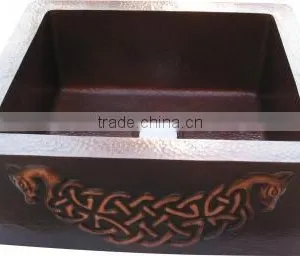 Copper Kitchen Single Bowl Farmhouse Sink thumbnail-1