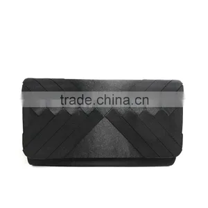 Black Fashion Silk Chiffon Weave Ladies Hand Bag for Party thumbnail-1