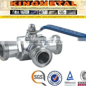 SS304/316 Stainless Steel Sanitary 3 Way Ball Valve 4 Inch thumbnail-1