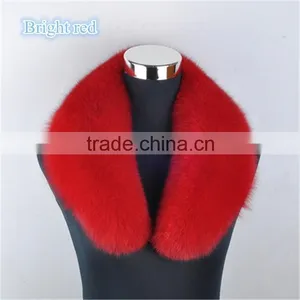 Elegant Women Bright Red Fox Fur Shawl Collar for Fur Coat thumbnail-1