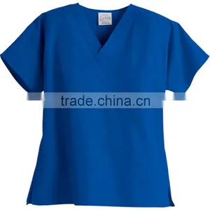 S.C.R.U.B.S. 100% Cotton Unisex Scrubs 1-Pocket V-Neck Top Brushed Poplin Scrubs Suits thumbnail-1