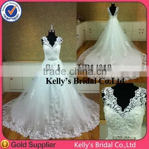 New Model Backless Long Sleeve Lace Wedding Dresses 2014 thumbnail-2
