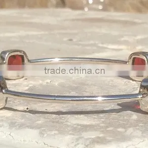 Falak Gems Gemstone Handmade Silver Bangles thumbnail-1