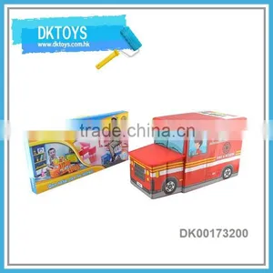 Fire Truck Shape Storage Seat Stool Kids Foldable Storage Box thumbnail-1