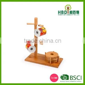 Wooden/ Bamboo Mug Tree Holder With Coasters /bamboo Cup Holder thumbnail-5