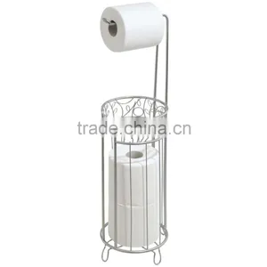 Homestar Unique Heavy Durable Stylish Free Standing Stainless Steel Decorative Toilet Paper Roll Holder thumbnail-1