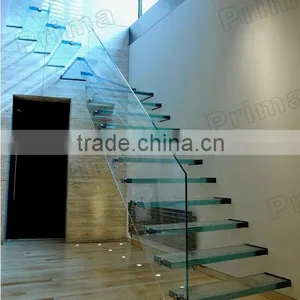 Prefabricated Wood Stairway, Staircase Stringer, Inside Glass Stairs thumbnail-5