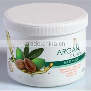 Hair Mask Argan and Olive Regenerates and Nourishes - 500ml. Paraben Free. Made in EU. Private Label thumbnail-1