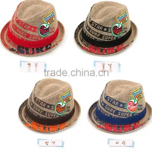 2013 Hot Sale Kids Hats Summer Straw Fedora Hats for Children thumbnail-1