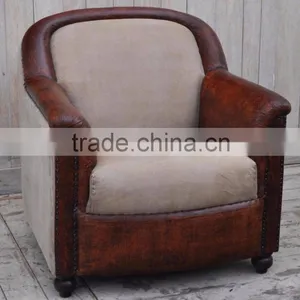 Leather Sofa,Aged Leather Suede Brown Room Armchair thumbnail-1