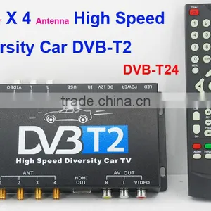 DVB-T24 hd Car DVB-T2 MPEG4 Digital Set Top Box 4 Tuner 4 Antenna USB High Speed thumbnail-2