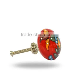 Ceramic Read Mushroom SHape With Floral Print thumbnail-2