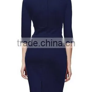 Women's Retro Navy Style 1/2 Sleeve Slim Bodycon Business Pencil Dress thumbnail-2