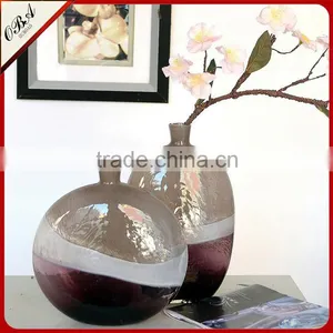 New Designed Mouth Blown Purple Round Arts Murano Glass Vase thumbnail-1