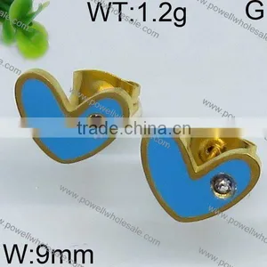 Fashion Colorful Heart Shape Gold Plated Earrings Attachable thumbnail-6