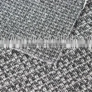 Wholesale Black/white Trendy Tweed Fabric, Fancy Thick Black White Plaid Fabric for Scarf thumbnail-3