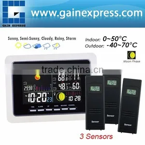 3 Wireless Sensors Weather Station Indoor Outdoor Temperature Thermometer With WWVB DCF RCC Receiver thumbnail-1