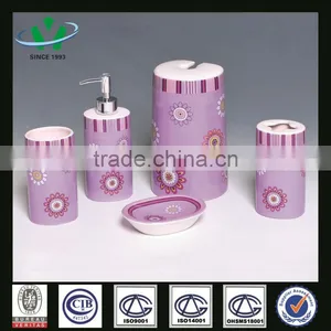 Purple Decal Toothbrush Holder Bathroom Set Soap Dispenser thumbnail-1