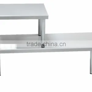 Kitchen or Bathroom Use 2 Tiers Rectangle Stainless Steel Kitchen Shelf thumbnail-2