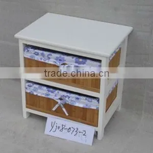 Mini Wicker Storage Cabinet With 2 Drawers thumbnail-1