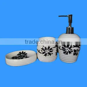 Factory Dirct Embossed Flower Ceramic Bathroom Accessories Set 4/s thumbnail-3