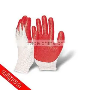 Red Color Cotton Safety Gloves PVC Heavy Duty Safety Gloves Work Glove thumbnail-1
