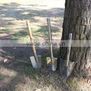 High Grade Wooden Handle Stainless Steel Survival Camping Garden Shovel for Garden Digging thumbnail-6