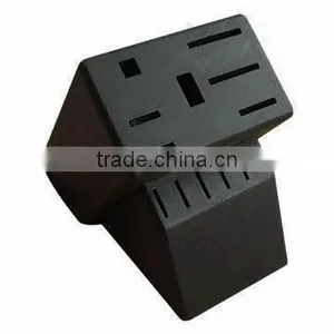 Black 13- Slots Rubber Wood Knife Block, Stand, Holder, Lacquer Coated thumbnail-1